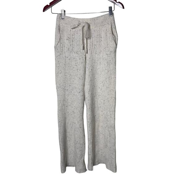 THE TILE CLUB BLUE CREAM CONFETTI SOPHIE WIDE LEG PANT ASPEN 100% cashmere XS - Picture 3 of 9